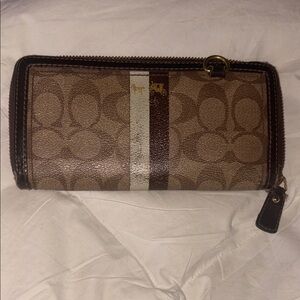 Coach Tan and White Signature Wallet